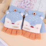 匹克儿童手套秋冬季保暖防风宝宝加绒翻盖半指手套男女童学生写字