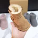 羊皮毛一体儿童雪地靴女童保暖真皮加厚毛鞋批发冬季新款魔术贴ug 栗色 25 内长16cm
