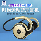 希兰德（XILANDE） 无线运动蓝牙耳机插卡MP3一体式收音机重低音不入双耳跑步游戏骨传导适用于苹果华为vivo荣耀oppo 金色【蓝牙＋可插卡＋收音机】