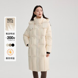 艾莱依泡芙感羽绒服女长款连帽防风保暖大衣时尚鸭绒外套 暖氧白M
