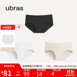 ubras女士内裤女抗菌底裆中腰三角裤黑色+白色+瓷肌色L