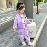 优美童库洛米女童秋装套装2024新款儿童洋气小女孩春秋款时髦运动两件套 紫色春秋款 120码建议身高110-120（4-5岁）