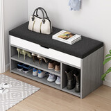 尋巧（SPERMEK） 换鞋凳家用门口穿鞋凳多用途试鞋凳现代简约储物收纳鞋柜 【带靴位款】欧莱文灰色80CM