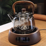 全度玻璃提梁壶家用小型电陶炉煮茶器烧水壶大容量保温玻璃茶壶 提梁壶（烟灰色）+康米电陶