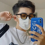 瑞玻尔黑框茶色墨镜韩版男潮时尚百搭高级感眼镜开车专用ins太阳镜女 黑框/茶片