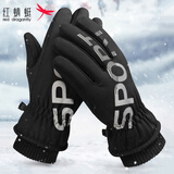 红蜻蜓 滑雪手套男冬季韩版加绒保暖触屏加厚防泼水防风骑车棉手套 加绒加厚·滑雪手套（灰色）