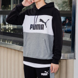 彪马（PUMA）官方舰店男装 24冬季新款运动服上衣休闲潮流时尚连帽卫衣套头衫 849542-01/撞色拼接/内里毛圈 S/170/92A