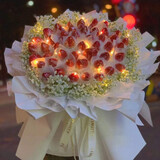 鲜花情草莓花束车厘子水果鲜花同城配送老公女朋友老婆生日礼物 52颗草莓满天星花束·愿望 同城配送 支持预约日期