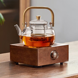 忆壶茶电陶炉小型煮茶器家用大功率静音烧水炉电热炉多功能新款蒸煮茶炉 胡桃木小方炉+雅茗煮茶壶1L