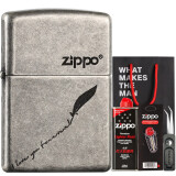 ZIPPOZiPPO 芝宝ZIPPO煤油打火机限量古银做旧刻字男士礼物 121FB古银爱情誓言