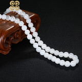 落花啼春   羊脂白圆珠项链手链妈妈金丝玉玉玉石石英岩玉56颗8mm