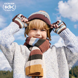 Kocotreekk树儿童手套加厚保暖半指手套男女童翻盖两用写字手套彩虹涧石蓝