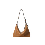 裘真新年礼物【明星推荐】经典hobo包植鞣牛皮腋下通勤休闲饺子女包 大象灰-小号 小包/大包