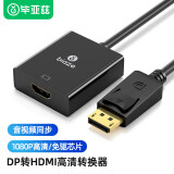 毕亚兹 DP转HDMI转换器线 高清DisplayPort公对母转接头 笔记本电脑显卡台式机接显示器投影仪转换头 黑