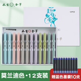 永生正姿钢笔软胶矫正握笔姿势小学三年级专用初学者练字暗尖可换墨囊 3042A莫兰迪色12支盒装