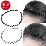 番易发箍/男A1ZO-短发洗脸碎发卡不勒头男黑色波浪背头隐形头箍女捆 6mm波浪发箍+反山款发箍