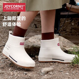 JOYCORN加可雨鞋女士防水时尚外穿水鞋防滑雨靴胶鞋短筒水靴户外 米白色 37