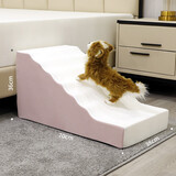 逸康 狗楼梯宠物爬梯台阶上床上沙发 宠物玩具猫犬训练楼梯宠物狗狗海绵台阶小型犬上床爬床梯子床边小狗猫 粉色斜坡波浪爬梯【36cm高】（压缩发货） 如图