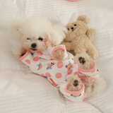 华元宠具（hoopet）狗狗衣服小型犬秋冬保暖宠物衣服冬天比熊幼犬泰迪小狗全包四脚衣 【棉质薄款】四脚护肚衣-胭脂粉 XL:背长38.5cm-推荐体重13-16斤
