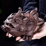 陶福气紫砂大金蟾茶宠精品可养招财茶玩茶台茶道配件茶桌三足金蟾蜍摆件 鸿运当头紫砂大金蟾