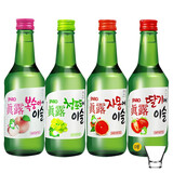 真露韩国原装进口烧酒青葡萄味清酒低度酒360ML瓶利口酒果味酒桃子 混合口味4瓶（送1个酒杯）