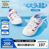 Skechers斯凯奇儿童包头凉鞋男童鞋夏季轻质防滑女大童大头沙滩鞋302969L 女童/白色/薰衣草色/WLV 35码