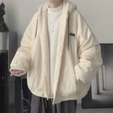 柯菲沃两面穿棉衣男冬季加厚款高街痞帅毛茸茸棉服宽松情侣款连帽棉袄男 港文化-MY10双面穿卡其色 XL