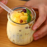 酸奶瓶 布丁瓶玻璃杯酸奶瓶慕斯杯布丁杯烤箱用烘培模具带盖酸奶杯耐高温 *200ML*【4个装】 【+盖子】