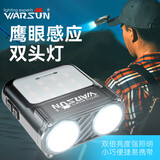 沃尔森（WARSUN）猫头鹰帽夹灯夜钓感应头灯钓鱼专用强光充电超亮头戴式超长续航轻 黑色/600流明/无极调光