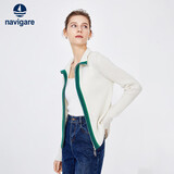 Navigare小帆船女士全羊毛休闲双向拉链时尚针织开衫2334093504