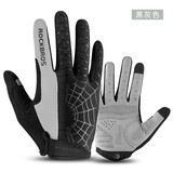 洛克兄弟（ROCKBROS） 半指骑行手套夏季短指手套透气自行车减震男女户外运动通用款 透气蛛网款 黑灰 长指 L