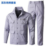 佰众益（BAIZHONGYI）夏季薄款劳保工作服装男士迷彩服套装男纯棉电焊工装外套透气耐磨 灰色薄款纯棉套装 3XL (185) 适合165-185斤