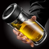 宅轻松 泡茶杯男女士高档茶水分离水杯双层玻璃杯家用办公耐高温杯450ML