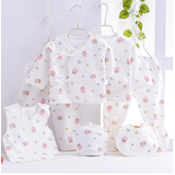 黛芷芙新生儿衣服0-3个月初生婴儿宝宝纯棉内衣套装棉春秋冬季 米白色 五星小熊粉色 59cm 0-3个月