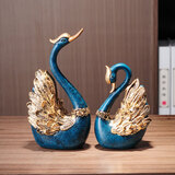 帕美居 天鹅摆件家居装饰品客厅电视柜酒柜玄关隔断闺蜜工艺品结婚礼物 天鹅一对