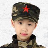 儿童帽子男童女童迷彩帽鸭舌帽子四季春秋款小孩五角星帽子学生夏令营军训演出平顶帽子军帽遮阳帽户外休闲帽 荒漠迷彩 均码(约52-56CM头围)