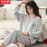 芊之雅（QIANZHIYA）睡衣女生秋冬加厚纯棉夹层长袖家居服冬天空气棉保暖夹棉加棉套装 MFT-15009# L 女165 (参考105-125斤)