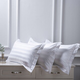 卡玛奴宾馆酒店旅馆床上用品白色全棉枕套枕芯套加密緞条纯棉枕头套单件 纯棉缎加密厚 40支 55*85cm