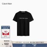 Calvin Klein  Jeans夏季男女情侣中性年轻多色印花透气修身短袖T恤J320931 BEH-太空黑 S （推荐120-130斤）