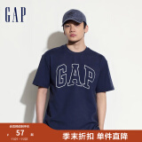 Gap【热卖爆款】男装2024夏新款撞色logo圆领短袖T恤纯棉上衣544465 藏青色 165/88A(S) 亚洲尺码