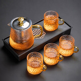 瓷牌茗茶具（cipaiming teaset） 茶具套装小套功夫茶壶便携一壶四杯家用会客泡茶器小茶台 金盖雅致一壶四把杯+磁石干泡盘