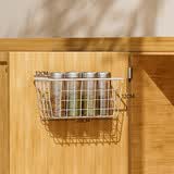 格拉菲亚 厨房柜门挂篮日式铁艺收纳筐壁挂式调料瓶收纳架卫生间柜子置物 黏贴小挂篮（白色）