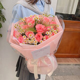 琐拉鲜花速递红玫瑰花束礼盒送女友表白生日礼物全国同城配送 19朵粉玫瑰新款花束