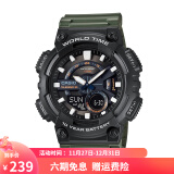 卡西欧（CASIO）男表  学生运动手表 多功能双显电子表 防水夜光石英表 夜光指针AEQ-110W-3A