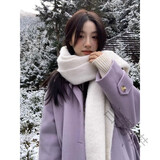 言芳诺纯色围巾韩系加厚围巾女2023新款韩版冬天围巾男百搭披肩围脖粉色 米白色 240