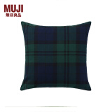 无印良品（MUJI）棉法兰绒靠垫 抱枕可拆洗 绿色格纹 43×43cm