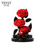 花逅永生花玫瑰花礼盒情人节圣诞节礼物送女友生日礼物女生高级感摆件 三生三世&红色