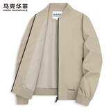马克华菲【简约】棒球领男士夹克2025秋季新款重工刺绣飞行员通勤休闲外套 卡其-常规款 L /175