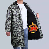 左斯客男士罩衣工作服围裙防水防油大褂加绒加厚秋冬保暖女罩衣外套 加绒绿碎花(连帽) 中码(建议125-165斤左右)