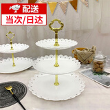 威尔基茶歇摆台甜品台展示架蛋糕架果盘点心糕点盘下午茶冷餐摆盘果托盘 【1个装】圆形欧式托盘三层款